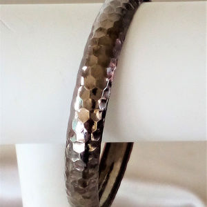Antique Bronze Hammered Bangle Bracelet
